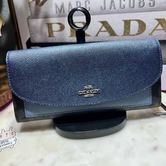 COACH BOXED SLIM ENVELOPE WALLET WITH METALLIC COLORBLOCK NWOT